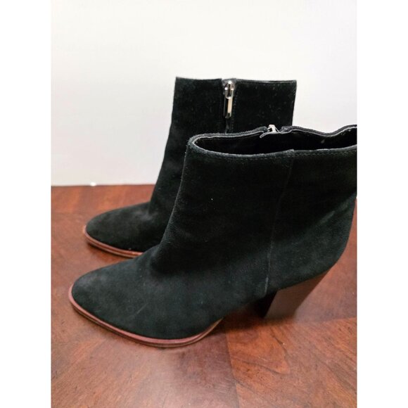Sam Edelman Black Suede Ankle Boots Side Zippers & Stacked Heel Size 8 - Picture 3 of 10